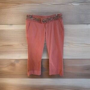 Twill Twenty Two Women's Powder Pastel‎ Pink Wide Leg Capri Pants Size 28